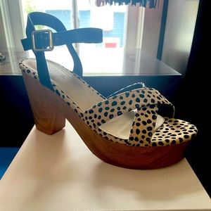 Cheetah print wooden heel sandal